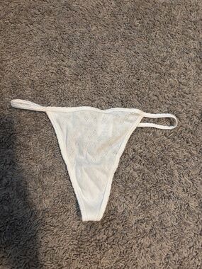 PINK Victoria's Secret White Micro-Perforated Thong Brief